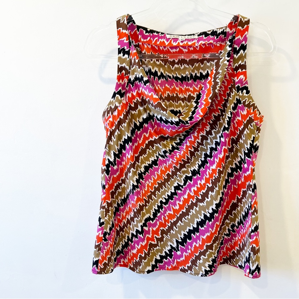Trina Turk Zig Zag Cowl Neck‎ 100% Silk Tank